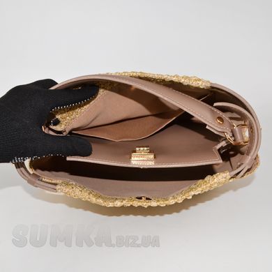 Сумка женская цвета мокко (+ солома) из экокожи PoloClub SK30235 - 3
