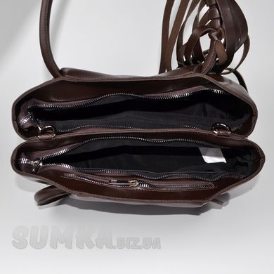 Сумка жіноча шоколадна з бахромою з екошкіри PoloClub SK50129 - 3