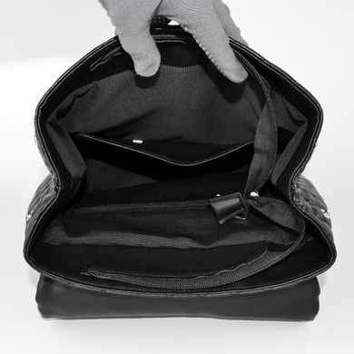 Рюкзак жіночий чорний (капітон) з екошкіри PoloClub SK30071 - 3
