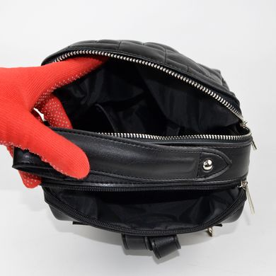 Рюкзак женский стеганый черный из искусственной кожи К753 - 3