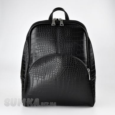 Сумка-рюкзак женская черная (кроко) из экокожи PoloClub SK10119 - 1