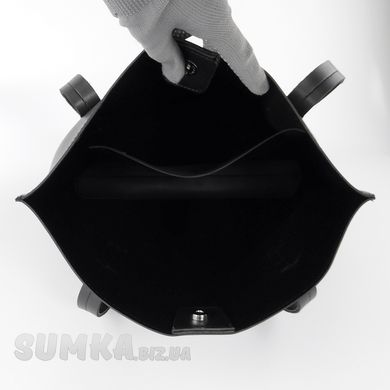 Сумка-шопер жіноча чорна (+ штучне хутро кольору капучіно) з екошкіри PoloClub SK30124 - 3