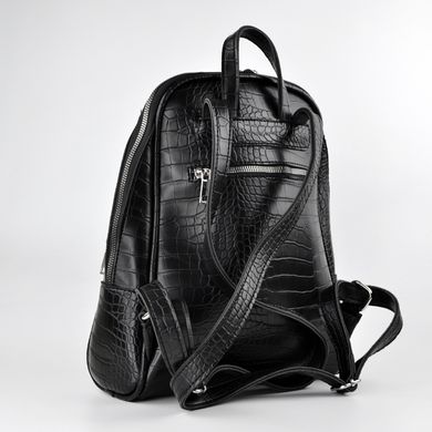 Сумка-рюкзак жіноча чорна (кроко) з екошкіри PoloClub SK10119 - 2