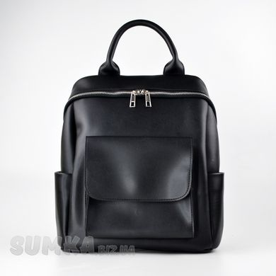 Рюкзак жіночий чорний зі штучної шкіри К674  - 1