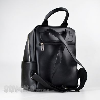 Рюкзак жіночий чорний зі штучної шкіри К674  - 2
