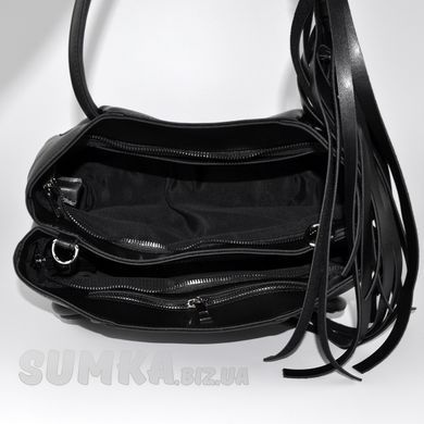 Сумка жіноча чорна з бахромою з екошкіри PoloClub SK50129 - 3